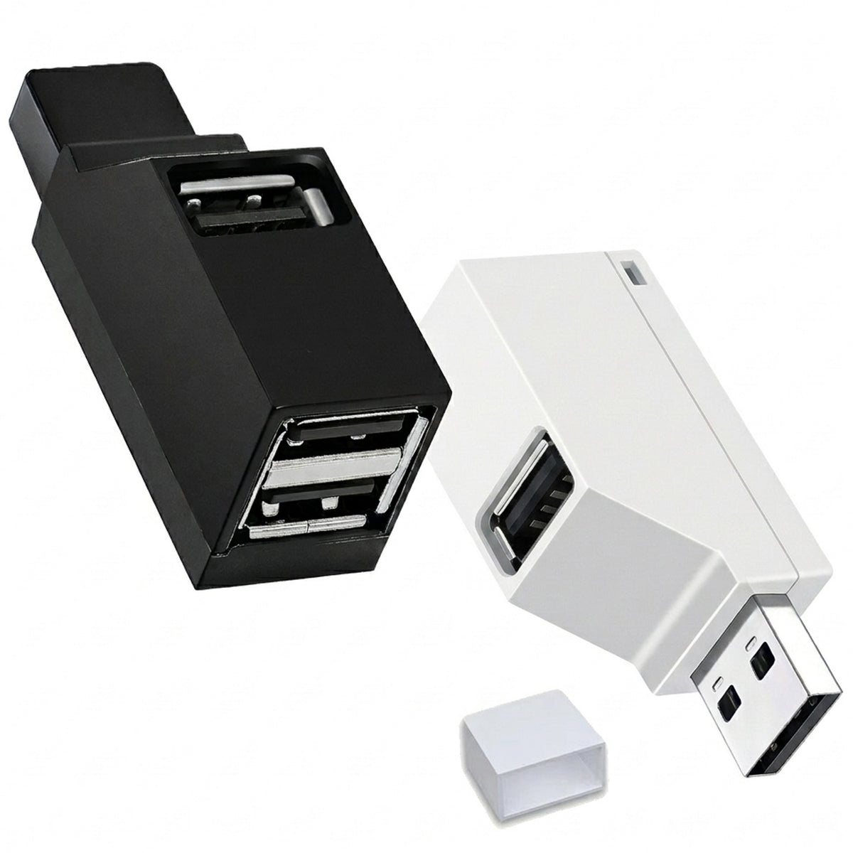 3 Port USB 2.0 Hub Splitter Mini Direct Plug USB A Expander Portable Car Adapter with Lanyard Cap for Laptop Desktop PC Flash Drive Mouse and Keyboard