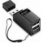 3 Port USB 2.0 Hub Splitter Mini Direct Plug USB A Expander Portable Car Adapter with Lanyard Cap for Laptop Desktop PC Flash Drive Mouse and Keyboard
