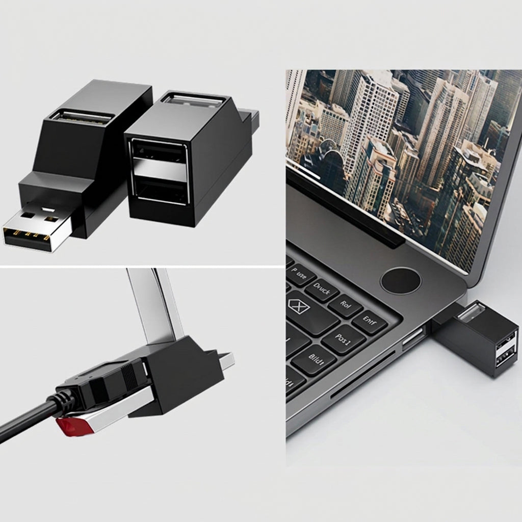 3 Port USB 2.0 Hub Splitter Mini Direct Plug USB A Expander Portable Car Adapter with Lanyard Cap for Laptop Desktop PC Flash Drive Mouse and Keyboard