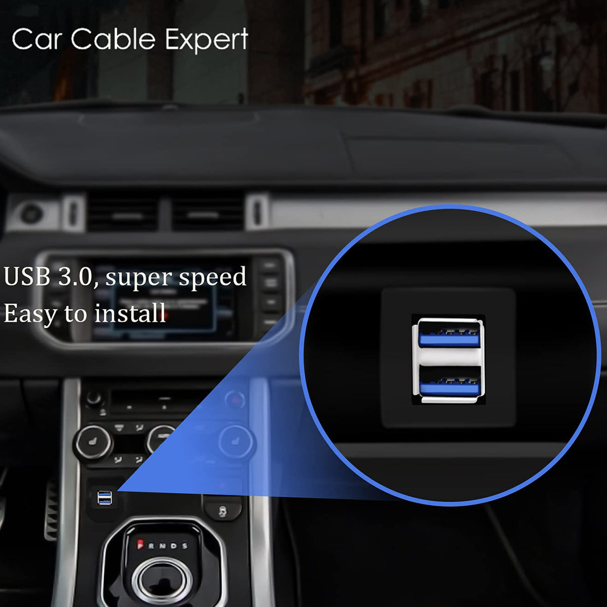 Dual Port Square USB 3.0 Flush Panel Mount Extension Cable for Car, Boat & Dashboard