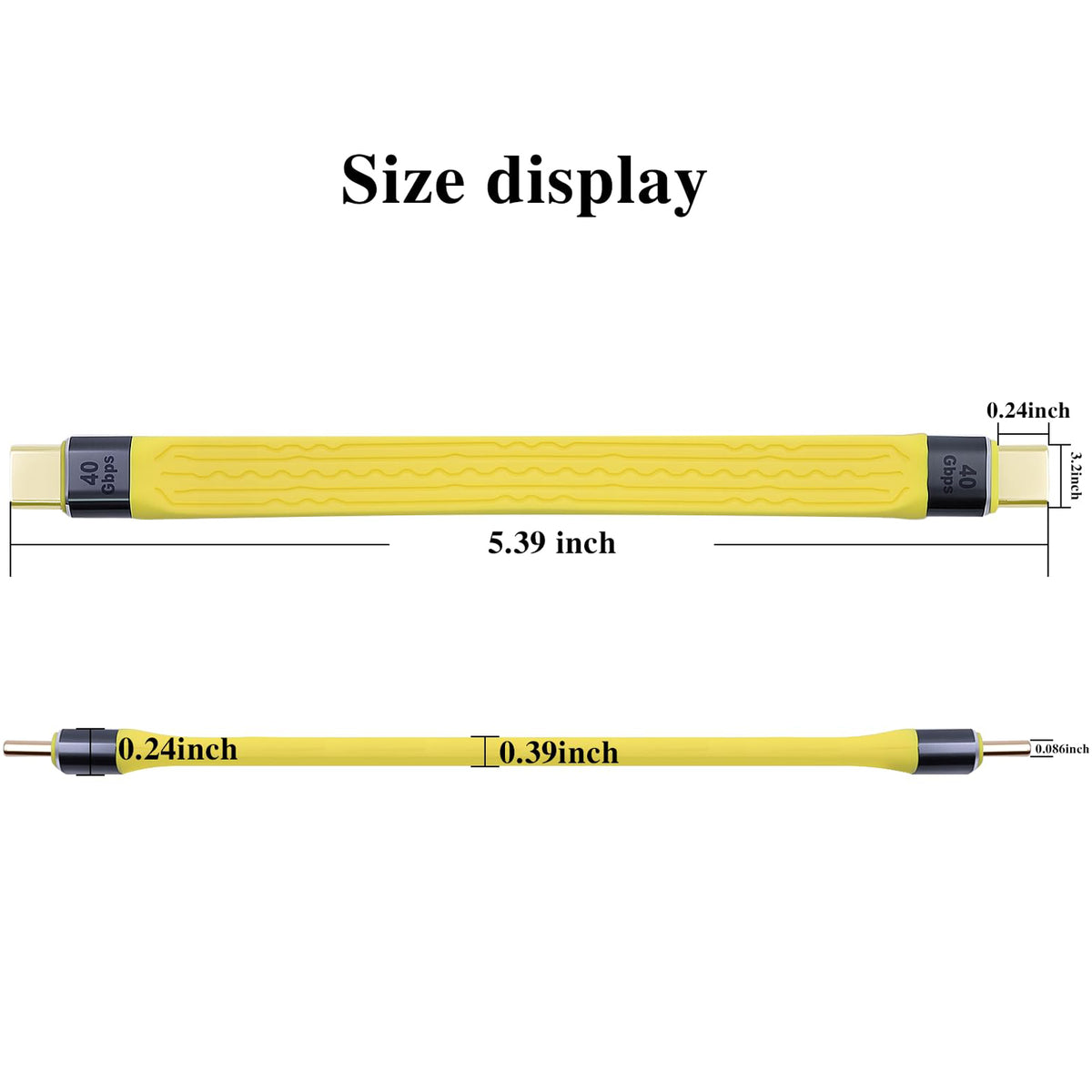 Short USB C to USB C Cable 5 Inch 40Gbps FPC Flat Cord 100W PD Fast Charging 8K 60Hz Video for Thunderbolt 4 3 External SSD Power Bank MacBook iPad Laptop