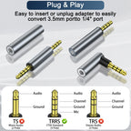 3.5mm TRRS Audio Adapter 1 8 Inch 4 Pole Stereo Mic Coupler Gold Plated Male to Male Male to Female Female to Female 90 Degree Aux Connector