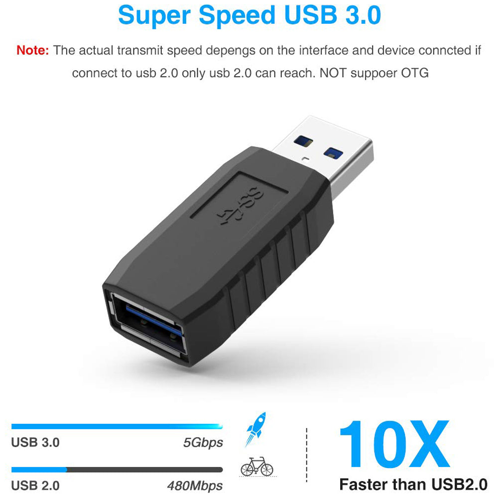 USB 3.0 Coupler Male to Female Adapter SuperSpeed 5Gbps USB Port Extension Connector for Laptops and Computers