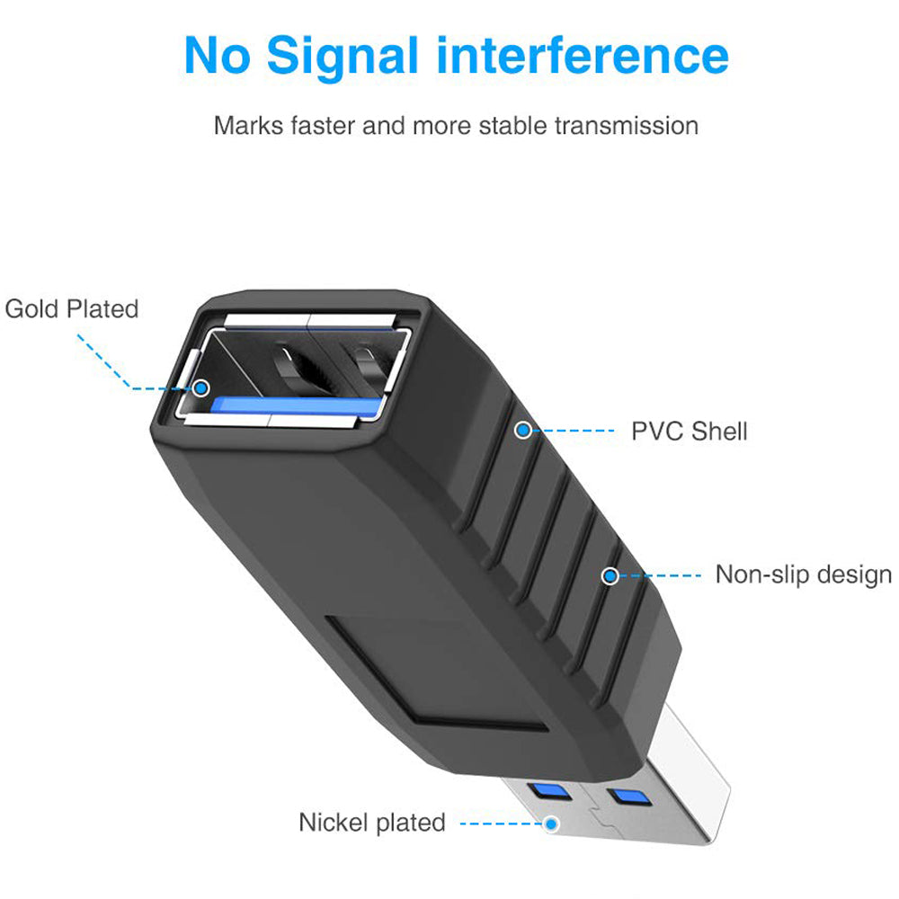 USB 3.0 Coupler Male to Female Adapter SuperSpeed 5Gbps USB Port Extension Connector for Laptops and Computers