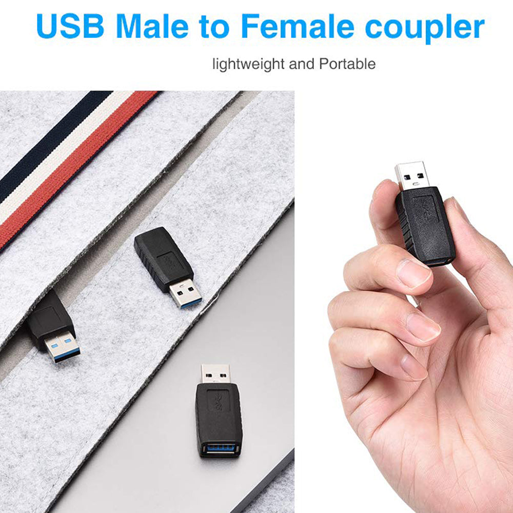 USB 3.0 Coupler Male to Female Adapter SuperSpeed 5Gbps USB Port Extension Connector for Laptops and Computers