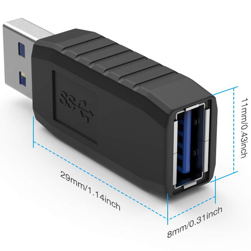 USB 3.0 Coupler Male to Female Adapter SuperSpeed 5Gbps USB Port Extension Connector for Laptops and Computers