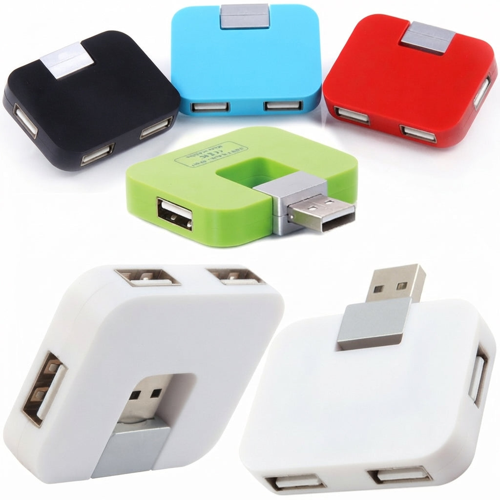 4 Port USB 2.0 Hub 270 Degree Rotating Portable USB Data Splitter Expander Adapter for Laptop PC Desktop Keyboard Mouse Flash Drive Windows Mac Linux