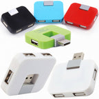 4 Port USB 2.0 Hub 270 Degree Rotating Portable USB Data Splitter Expander Adapter for Laptop PC Desktop Keyboard Mouse Flash Drive Windows Mac Linux