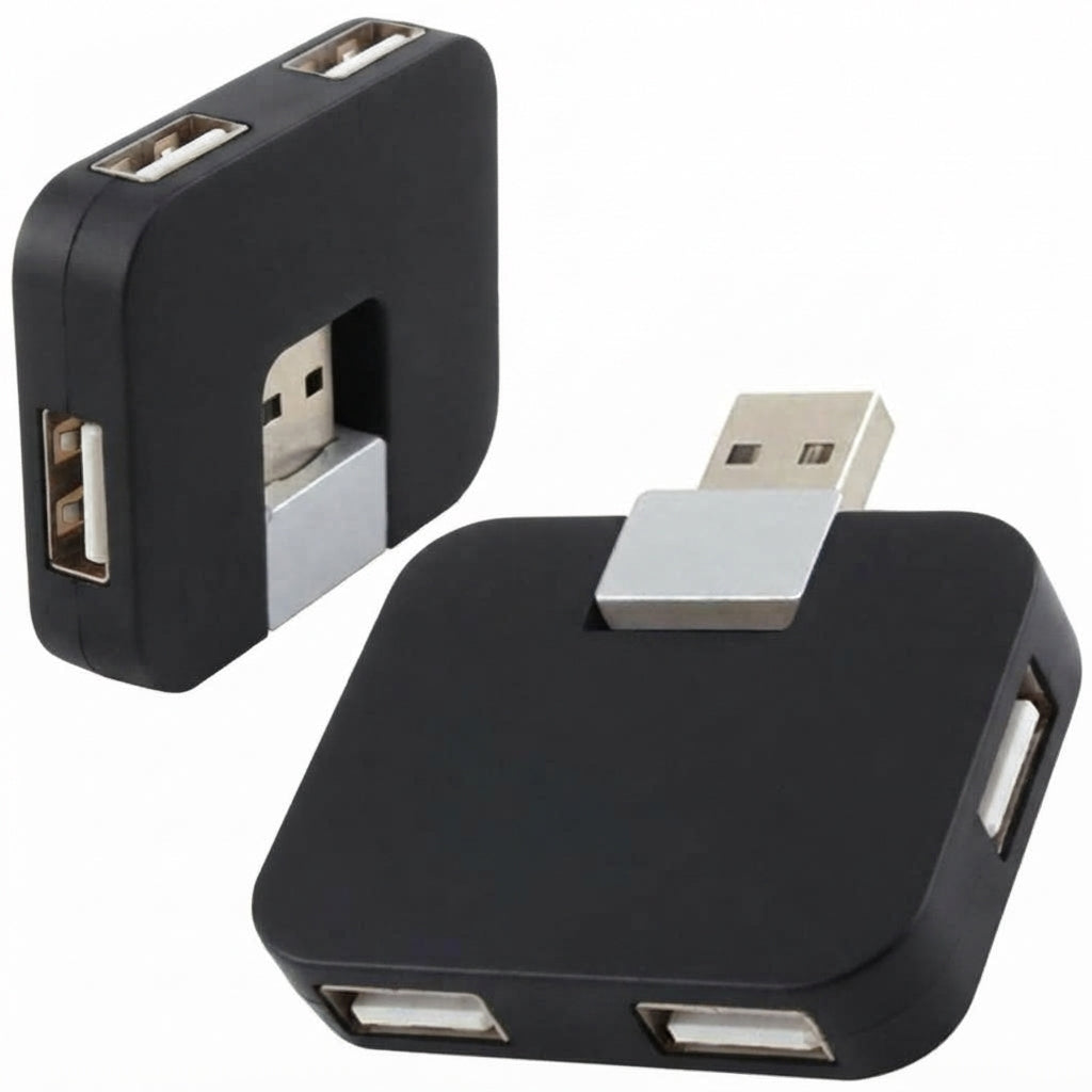 4 Port USB 2.0 Hub 270 Degree Rotating Portable USB Data Splitter Expander Adapter for Laptop PC Desktop Keyboard Mouse Flash Drive Windows Mac Linux
