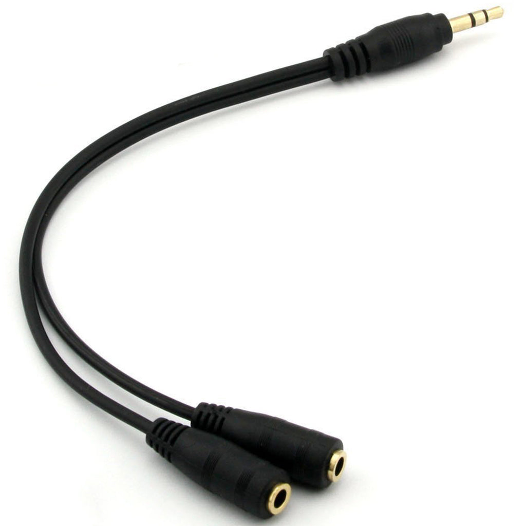 3.5mm Headphone Splitter Gold Plated 1 Male to 2 Female Audio Y Adapter 20cm Share Audio with Two Headphones or Speakers