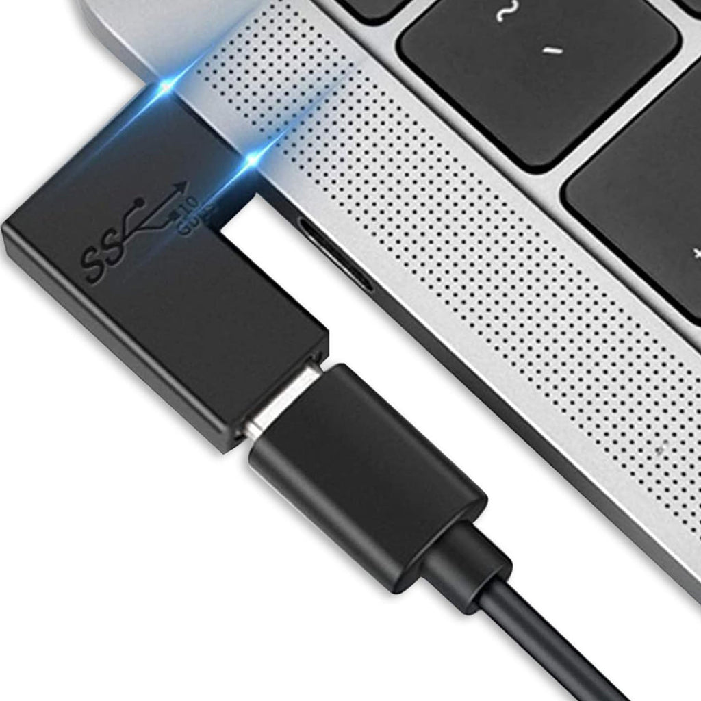 90 Degree Elbow L Shape USB C Male to Female Adapter USB3.1 Support 10GBbps Rate USB C Phone/Laptop Charging Port Converter 5V 3.3A