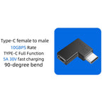 90 Degree Elbow L Shape USB C Male to Female Adapter USB3.1 Support 10GBbps Rate USB C Phone/Laptop Charging Port Converter 5V 3.3A