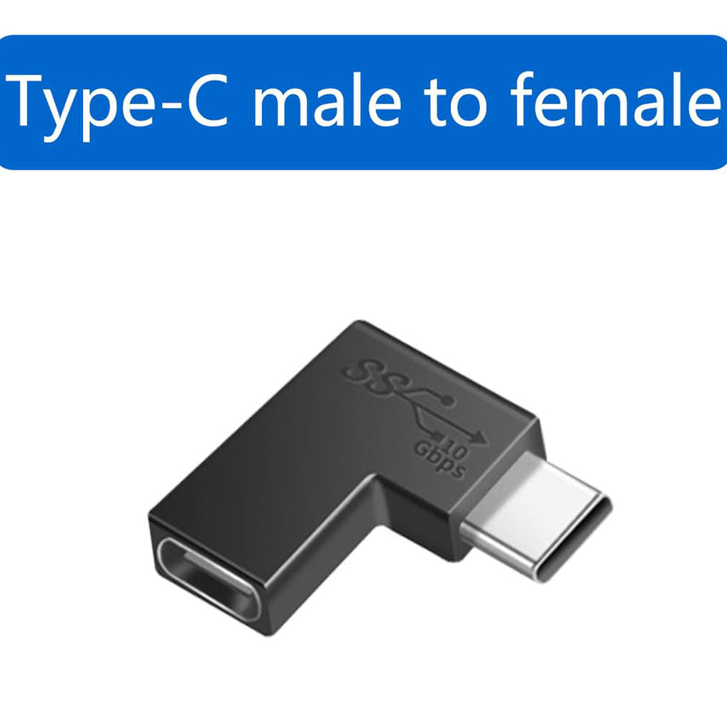90 Degree Elbow L Shape USB C Male to Female Adapter USB3.1 Support 10GBbps Rate USB C Phone/Laptop Charging Port Converter 5V 3.3A