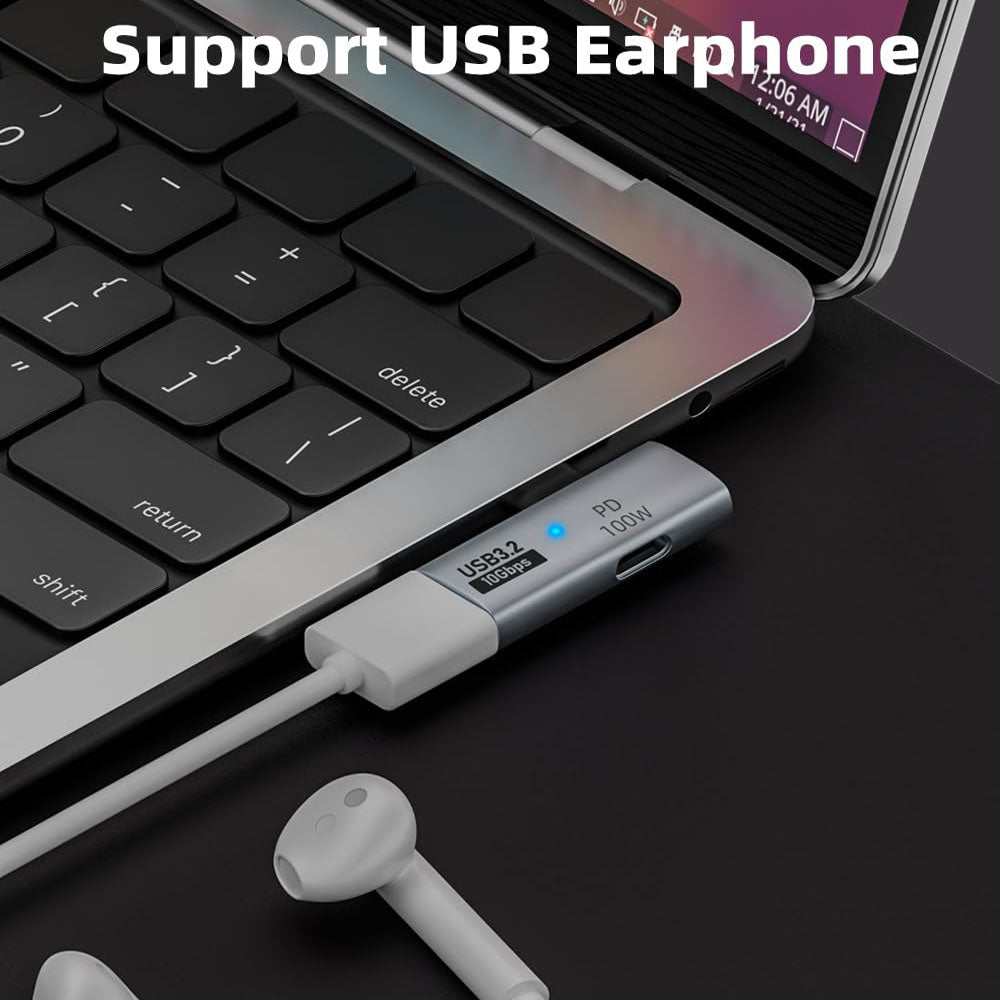 USB-C 2-in-1 Adapter – USB 3.2 10Gbps 100W PD Thunderbolt 4-Compatible OTG with USB-A Port for Laptop Tablet Gaming Handheld Console