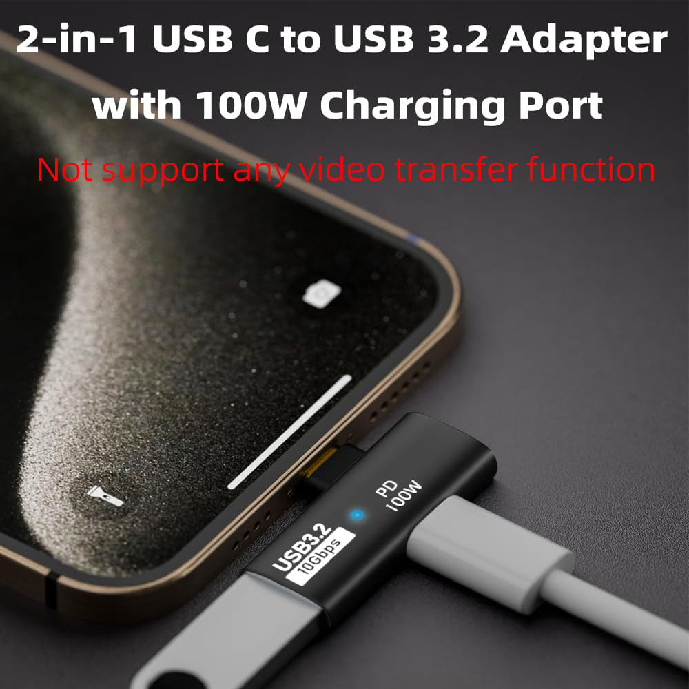 2-in-1 USB C to USB 3.2 Adapter with 100W Charging Port Thunderbolt 4/3 OTG Converter for Rog Ally Steam Deck Quest 2 iPhone 15 Series iPad MacBook Not Support Video