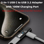 2-in-1 USB C to USB 3.2 Adapter with 100W Charging Port Thunderbolt 4/3 OTG Converter for Rog Ally Steam Deck Quest 2 iPhone 15 Series iPad MacBook Not Support Video