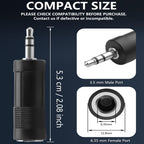 3.5mm Male to 6.35mm Female Audio Adapter 1/8 Male to 1/4 Female Stereo Headphone Jack Converter 6.5mm to 3.5mm TRS Plug for PC Speaker Amp Guitar Piano