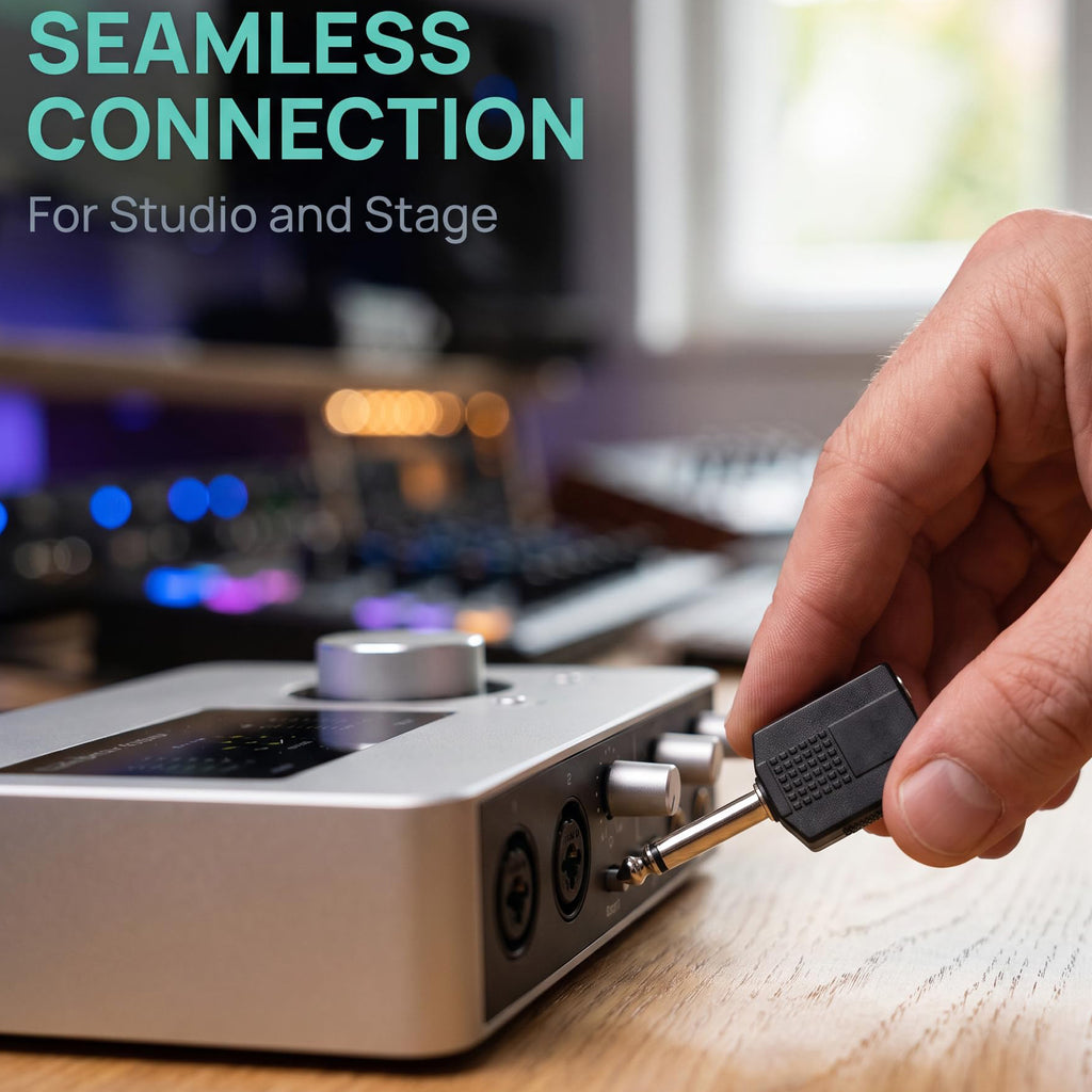 6.35mm to Dual 6.35mm Splitter 1/4 Inch TS Mono Male to Dual Female Audio Adapter 6.5mm Y Jack Converter for Guitar Bass Amplifier Mixer Pedalboard