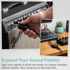 6.35mm to Dual 6.35mm Splitter 1/4 Inch TS Mono Male to Dual Female Audio Adapter 6.5mm Y Jack Converter for Guitar Bass Amplifier Mixer Pedalboard