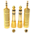 3.5mm 6.35mm Audio Adapter Set 4 Pack Gold Plated 1/8 Inch to 1/4 Inch TRS Stereo Converter for Headphones Amplifiers Mixers
