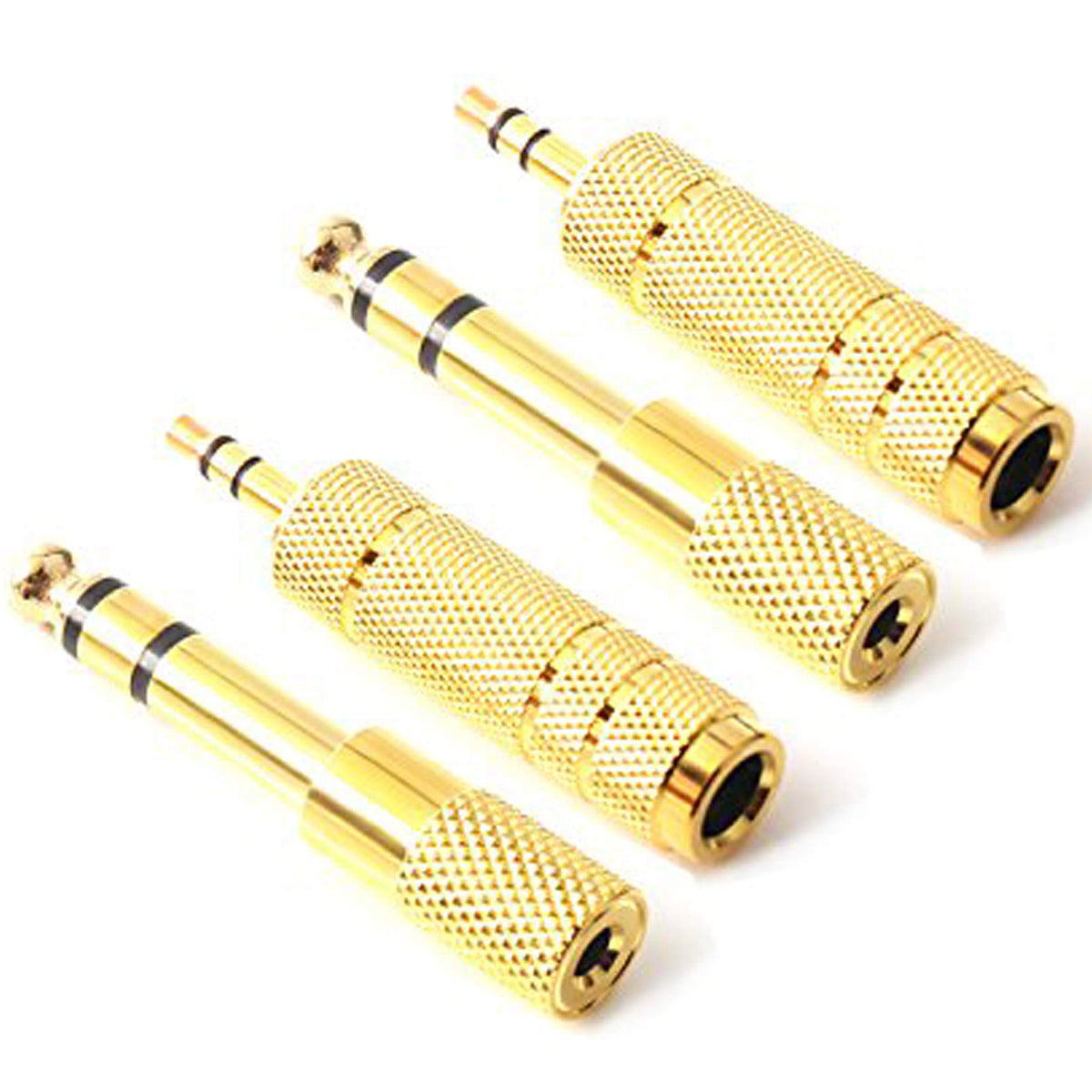 3.5mm 6.35mm Audio Adapter Set 4 Pack Gold Plated 1/8 Inch to 1/4 Inch TRS Stereo Converter for Headphones Amplifiers Mixers
