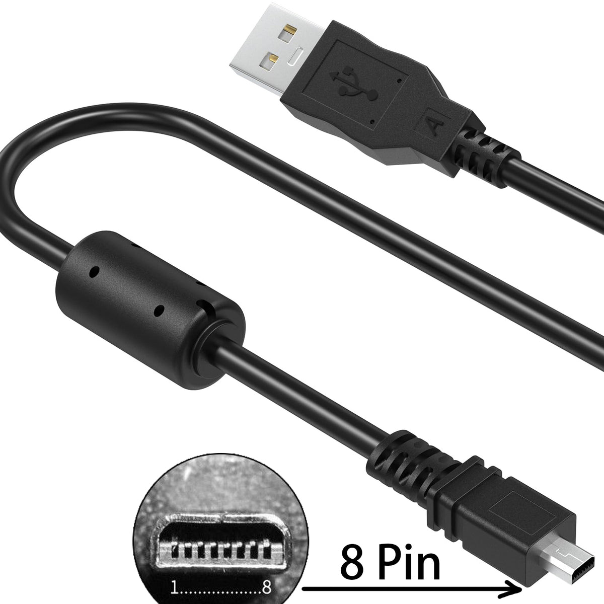 UC E6 8 Pin Mini USB Camera Cable for Nikon Coolpix DSLR D3300 D3200 D5300 D7100 S3300 and Sony Cyber Shot DSC W830 W800 Photo Transfer Data Sync Cord for PC Mac