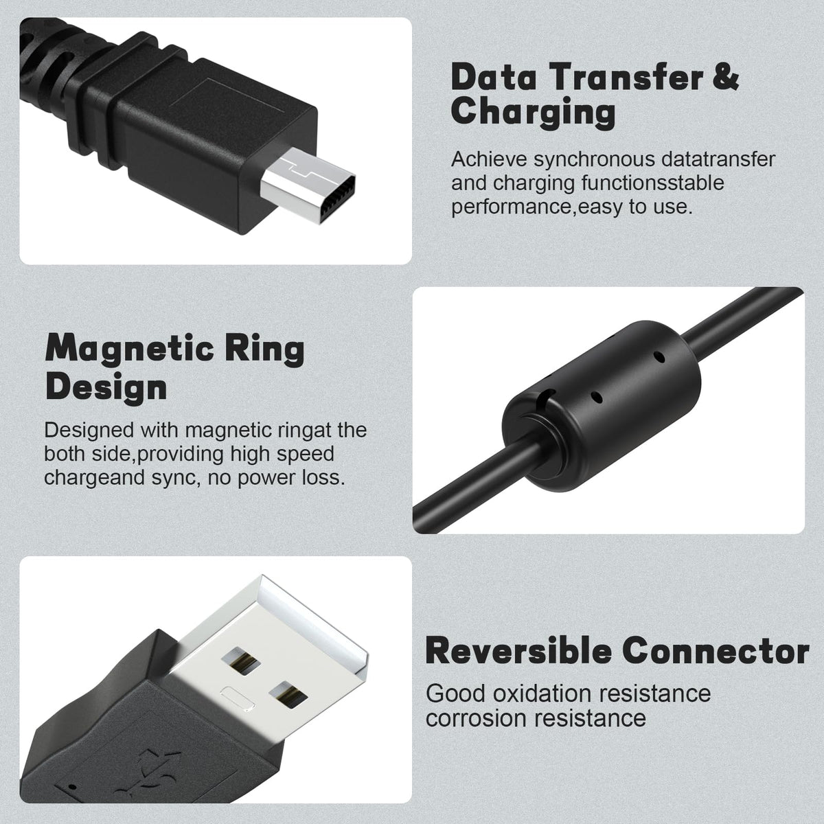 UC E6 8 Pin Mini USB Camera Cable for Nikon Coolpix DSLR D3300 D3200 D5300 D7100 S3300 and Sony Cyber Shot DSC W830 W800 Photo Transfer Data Sync Cord for PC Mac