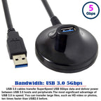 USB 3.0 Type-A Male to Female Extension Dock Station Cable