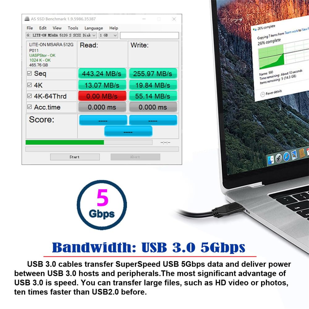 USB 3.0 Type-A Male to Female Extension Dock Station Cable