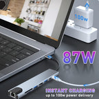 USB C Hub 8 in 1 Docking Station with 4K HDMI RJ45 Ethernet USB 3.0 USB 2.0 SD TF Card Reader PD Charging for MacBook Pro Air