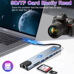 USB C Hub 8 in 1 Docking Station with 4K HDMI RJ45 Ethernet USB 3.0 USB 2.0 SD TF Card Reader PD Charging for MacBook Pro Air
