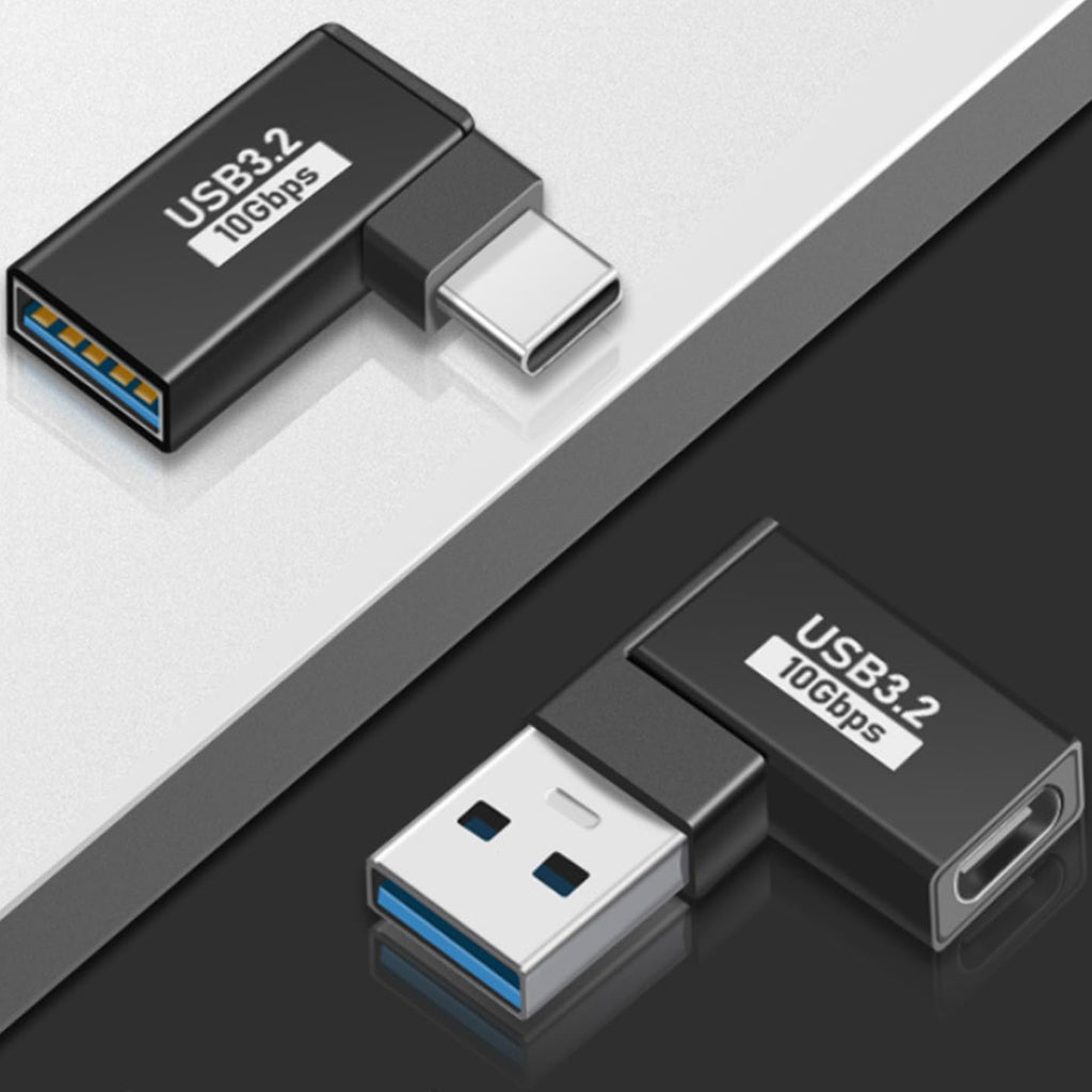 USB 3.2 10Gbps 90 Degree USB C Male to USB A Female USB A Male to USB C Female OTG Adapter 5V 3A for Laptop PC Card Reader Flash Drive