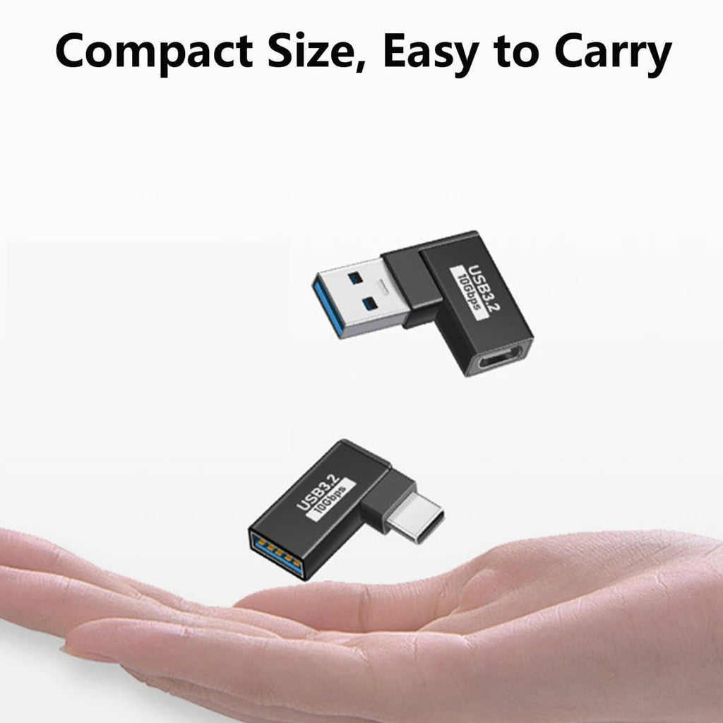 USB 3.2 10Gbps 90 Degree USB C Male to USB A Female USB A Male to USB C Female OTG Adapter 5V 3A for Laptop PC Card Reader Flash Drive