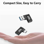 USB 3.2 10Gbps 90 Degree USB C Male to USB A Female USB A Male to USB C Female OTG Adapter 5V 3A for Laptop PC Card Reader Flash Drive