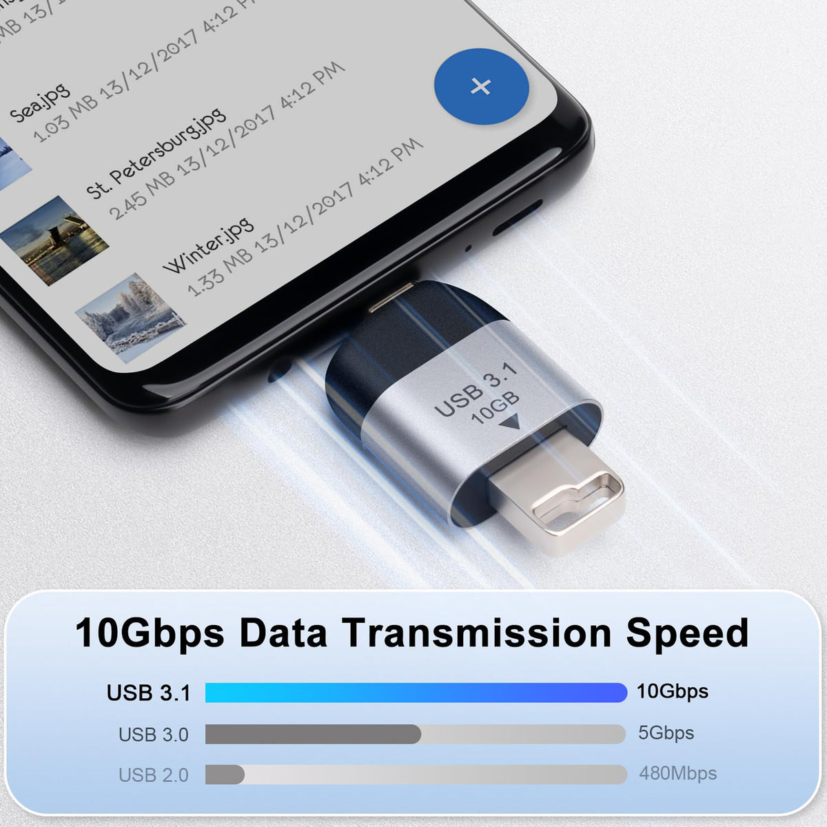 USB C Male to USB A 3.1 Female OTG Adapter 10Gbps 5V 3A for iPhone 15 16 iPad MacBook Dell XPS
