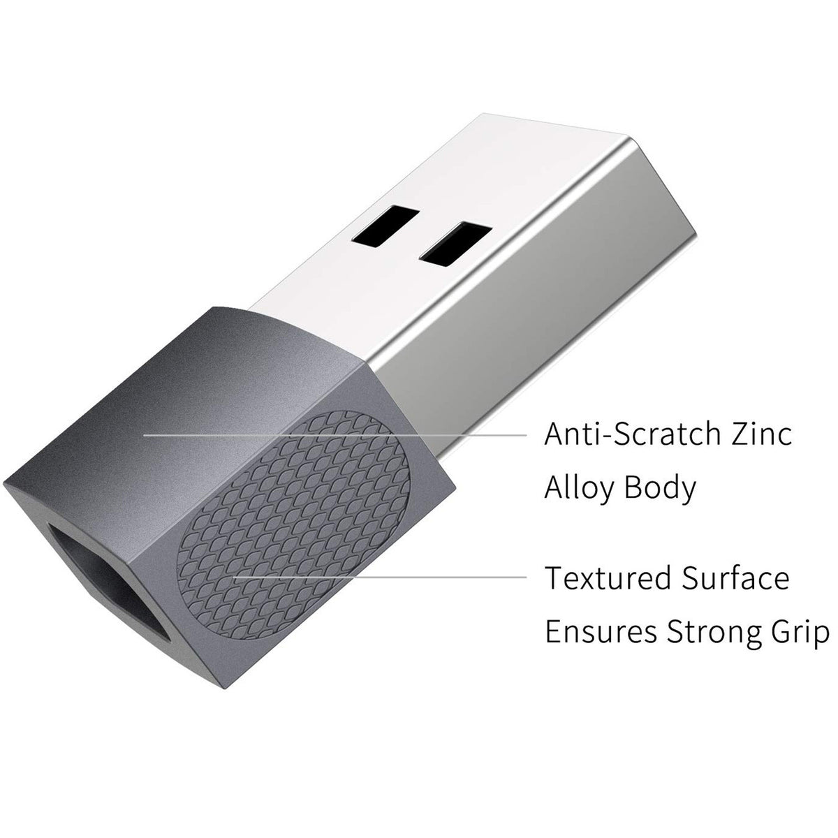 USB to USB C Adapter 3A Fast Charging USB A Male to Type C Female Converter Zinc Alloy OTG Connector for iPhone 16 15 14 iPad Car Charger Wall Charger Power Bank PC Laptop