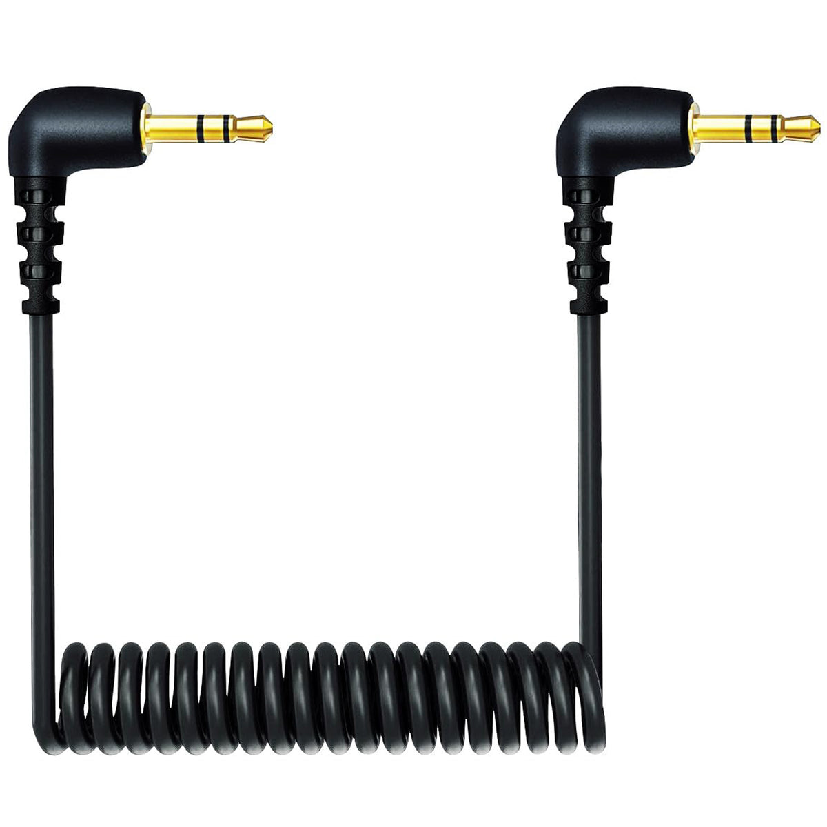 3.5mm TRS Male to Male Coiled Microphone Cable Right Angle Plug for Camera Wireless Mic Receiver DSLR Camcorder Compatible with Rode SC2