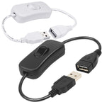 USB Extension Cable with On Off Switch Inline Rocker Power Adapter 22AWG for LED Desk Lamp Fan Drive Recorder