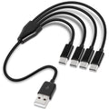 USB A Male to 4 USB C Male Charging Cable 4 in 1 Multi Device Splitter Cord 50cm 100cm 200cm Black White for USB C Phones