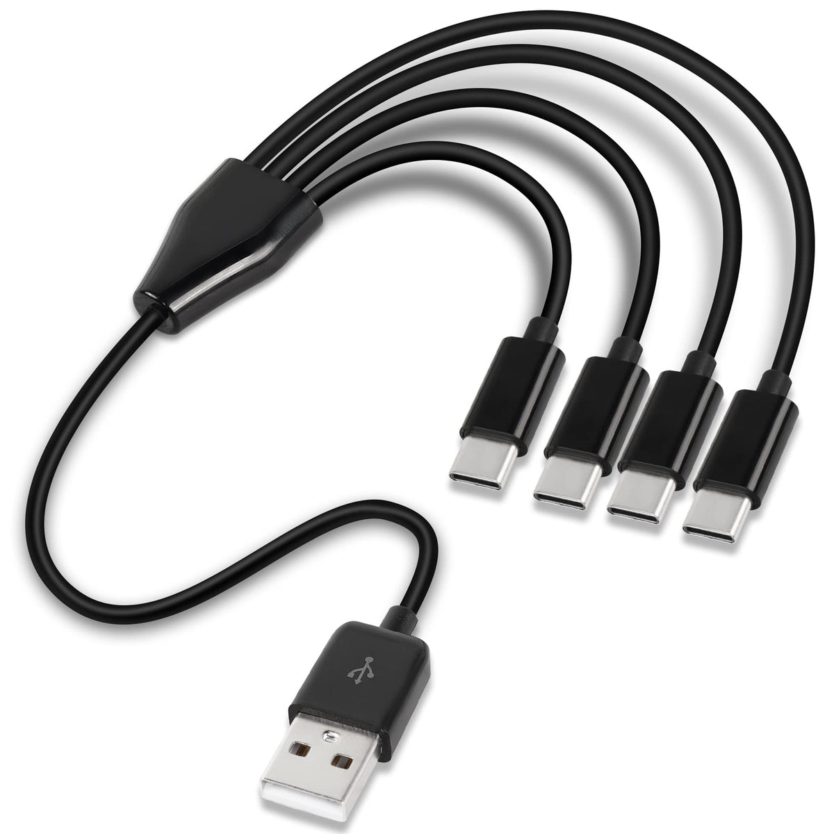 USB A Male to 4 USB C Male Charging Cable 4 in 1 Multi Device Splitter Cord 50cm 100cm 200cm Black White for USB C Phones