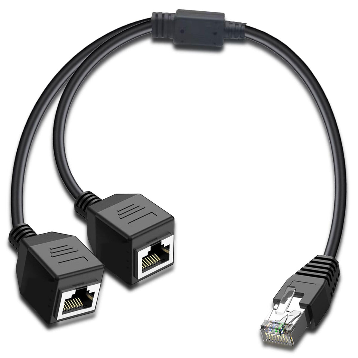 RJ45 Ethernet Splitter 1 to 2 Cable 1 Male to 2 Female LAN Network Extender Adapter Cord for Cat7 Cat6 Cat5 Cat5e PC Router Modem TV