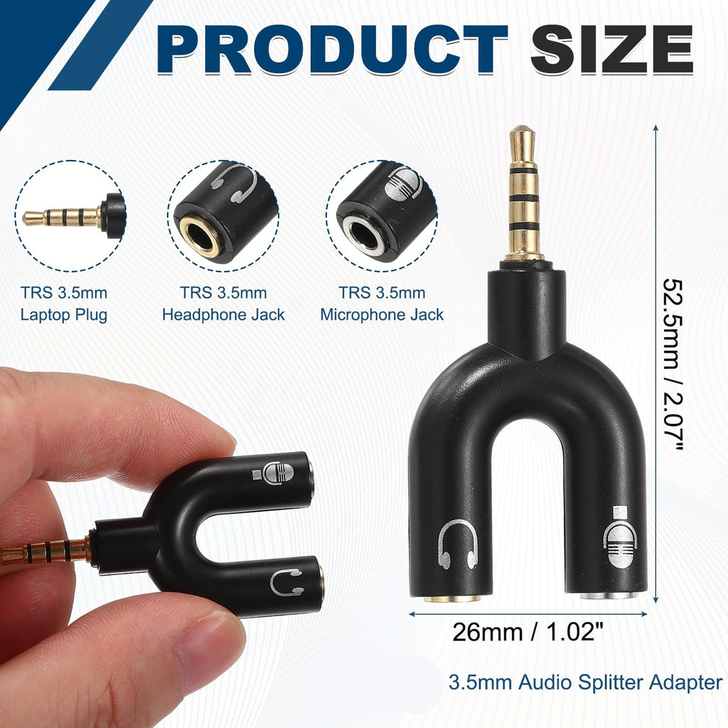 3.5mm Headphone Mic Splitter 4 Pole TRRS Male to Dual TRS Female Headset Microphone Audio Y Adapter for PC Laptop Phone