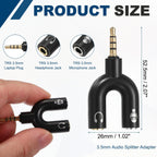 3.5mm Headphone Mic Splitter 4 Pole TRRS Male to Dual TRS Female Headset Microphone Audio Y Adapter for PC Laptop Phone