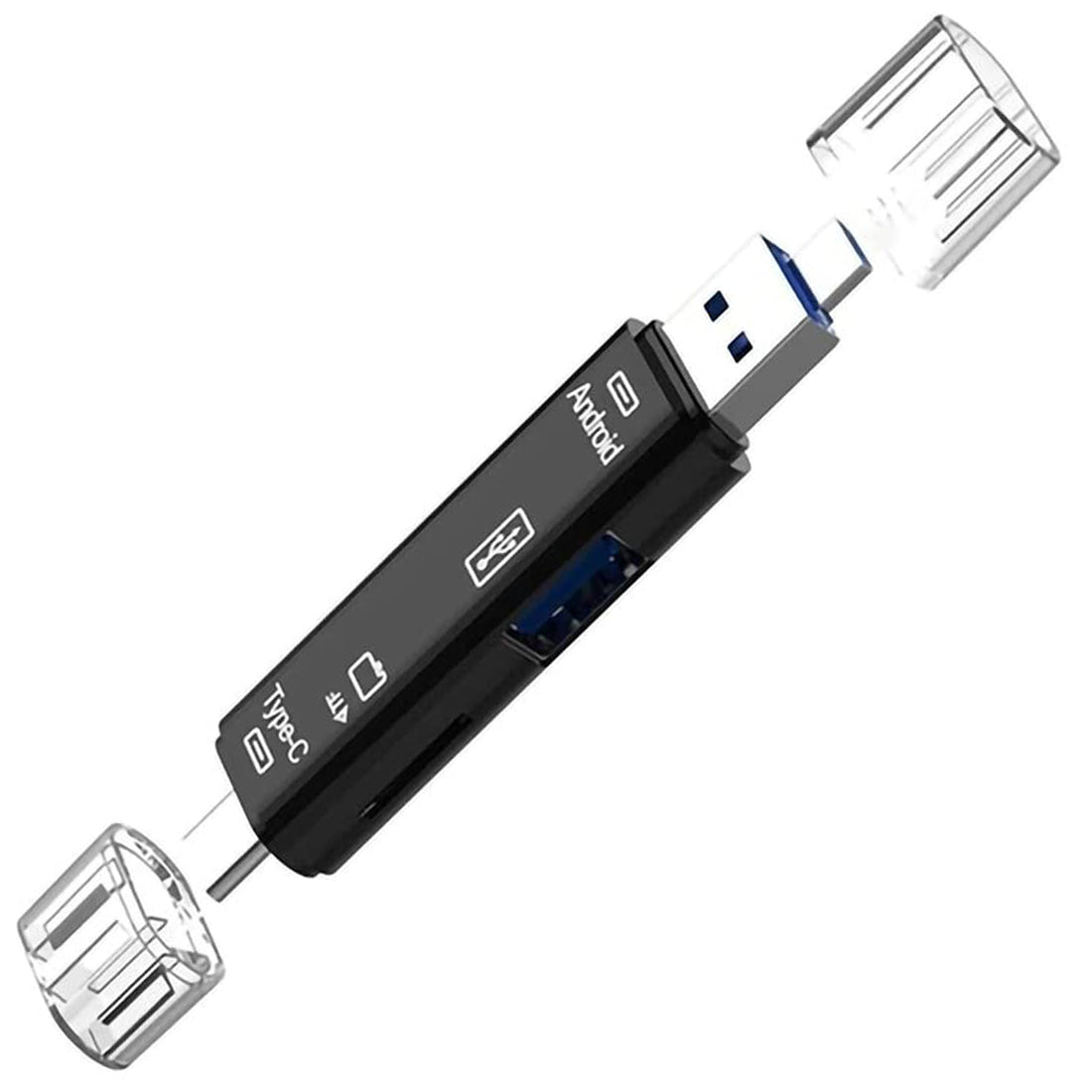 5 in 1 USB C Micro USB to USB OTG Adapter with TF SD Card Reader Multi Port Hub Dongle for Android Phone Mac PC Flash Drive Mouse Keyboard