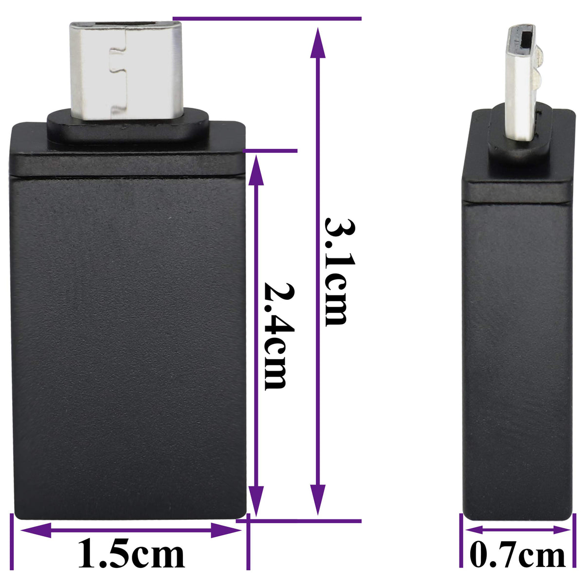 Micro USB to USB 3.0 Female OTG Adapter Aluminum Alloy Connector for Android Smartphones and Tablets