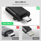 Micro USB Male to USB 3.0 Female OTG Adapter Converter with Lanyard for Flash Drive Keyboard Mouse Tablet