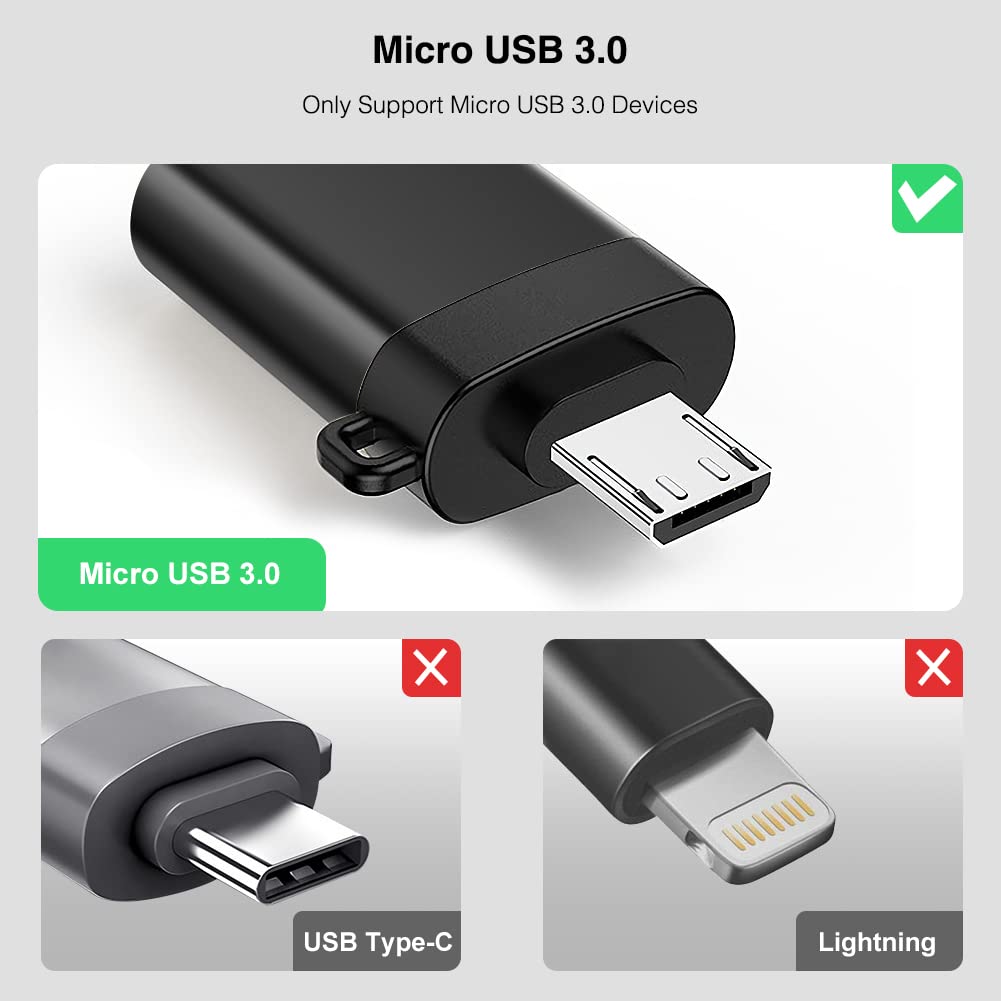 Micro USB Male to USB 3.0 Female OTG Adapter Converter with Lanyard for Flash Drive Keyboard Mouse Tablet
