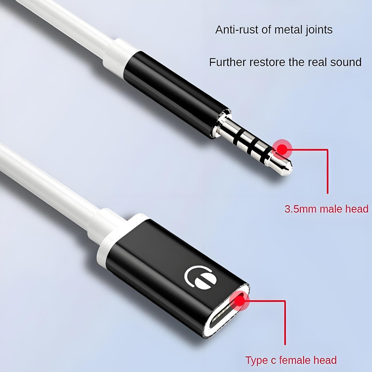 3.5mm Male to USB C Female Audio Adapter Cable TRRS Aux Jack to Type C Headphone Converter Passive Analog for Laptop PC Phone Tablet MP3 Player