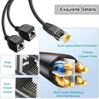 RJ45 Ethernet Splitter 1 to 2 Cable 1 Male to 2 Female LAN Network Extender Adapter Cord for Cat7 Cat6 Cat5 Cat5e PC Router Modem TV