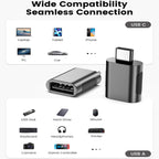 USB C to USB 3.2 Adapter 10Gbps Type C Male to USB A Female OTG Converter Thunderbolt 4 3 Zinc Alloy for MacBook Pro Air iPad iPhone 16 15 Galaxy Flash Drive